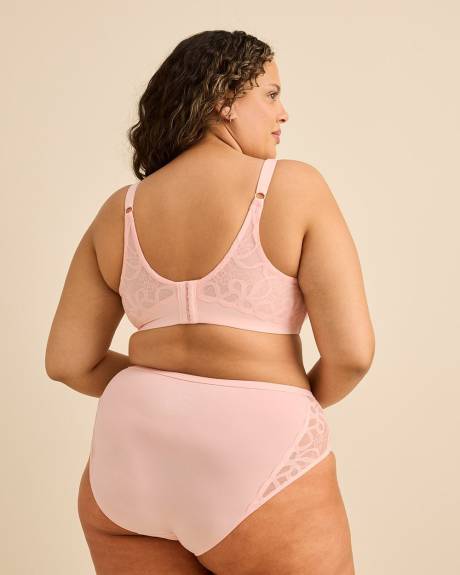 Soutien-gorge pigeonnant rose avec ailes en dentelle, sans armatures - D&eacute;esse Collection