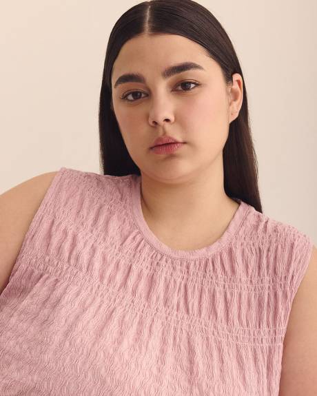 Smocked Sleeveless Knit Top