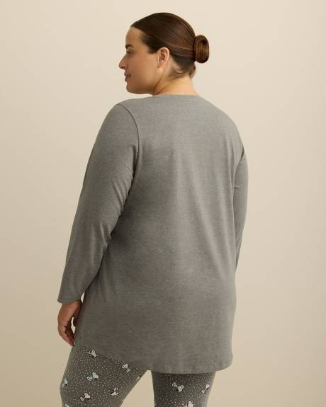 Grey Snoopy Long-Sleeve Pyjama Tunic - ti Voglio
