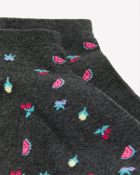 Chaussettes cheville avec imprimé de fruits à ourlet ondulé