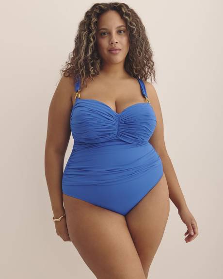 Maillot une-pièce froncé bleu de style bandeau, avec armatures - Bleu by Rod Beattie