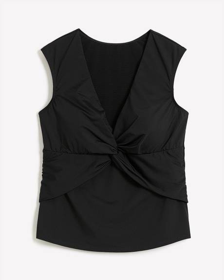 Black Twisted V-Neck Tankini Top