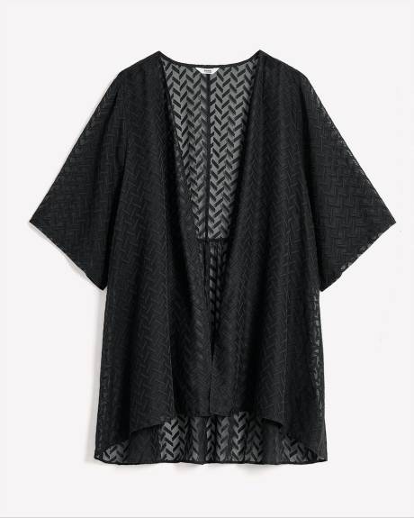 Tunique kimono unie en jacquard tissé