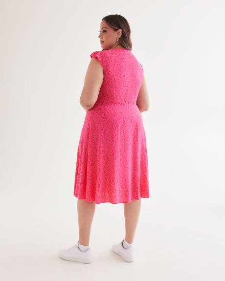 Robe boutonnée à manches courtes arrondies, tissu responsable