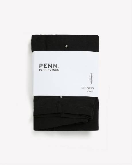 Legging capri noir avec boutons latéraux, tissu responsable - Essentiels PENN.