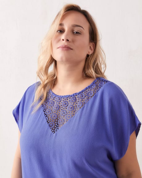 Blouse With Crochet Lace Insert - In Every Story