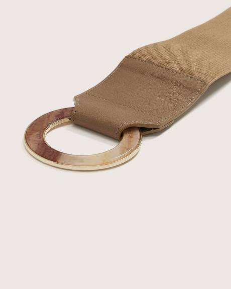 Wide Elastic Belt with Fancy Round Buckle
