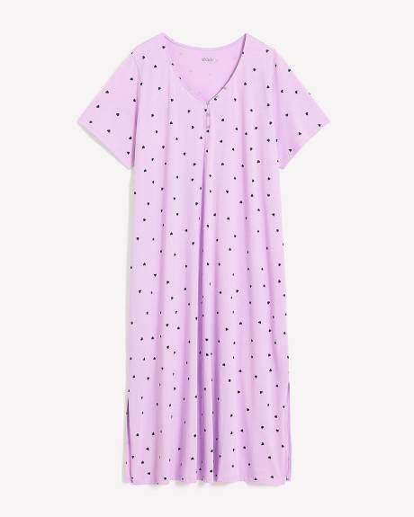 Robe de nuit longue à manches courtes imprimée - ti Voglio