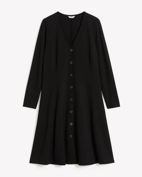 Robe boutonnée en tricot noir extensible