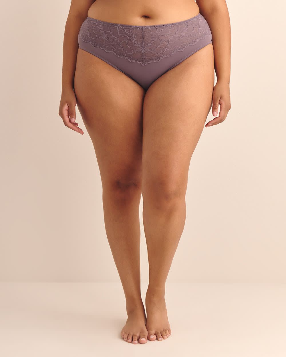High-Cut Microfibre Brief with Lace - Déesse Collection