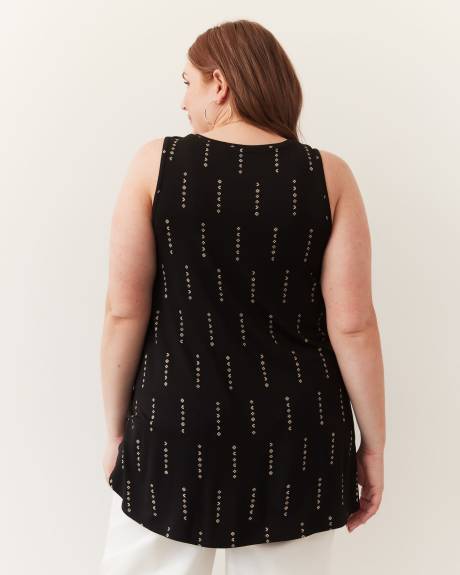 Printed Sleeveless Modern-Fit V-Neck Knit Tunic