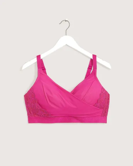 Pink Padded Wireless Lounge Bra with Lace - Déesse Collection