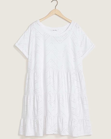 Short-Sleeve Crew Neck Tiered Dress - In Every Story