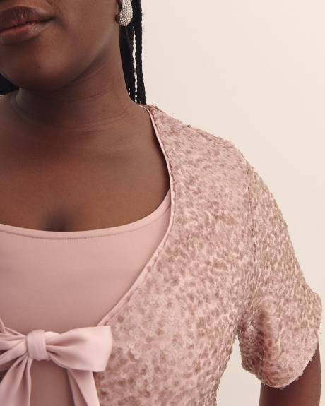 Cropped Sequins Cover-Up with Bow Opening