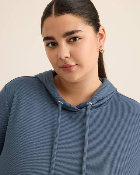 Long-Sleeve Waffle Knit Hoodie