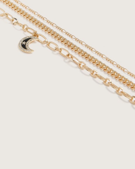 Celestial Charm Chain Bracelets, Set of 3