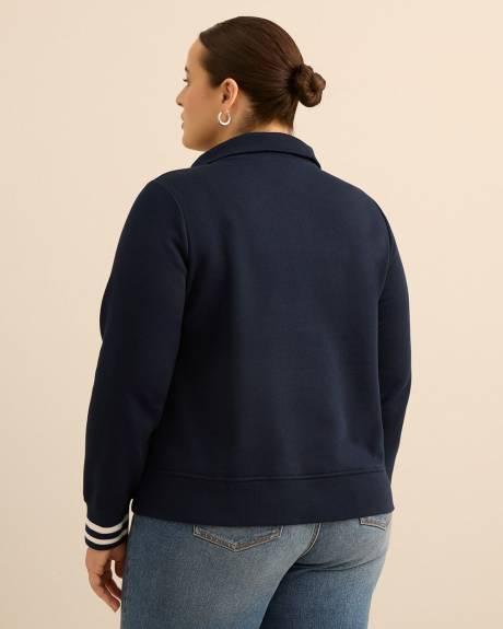 Mock-Neck Fleece Knit Top