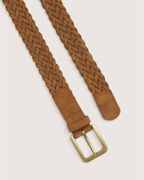Ceinture tressée cognac en faux suède