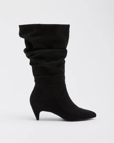 Extra Wide Width, Slouchy Suede Kitten-Heel Boot | Penningtons