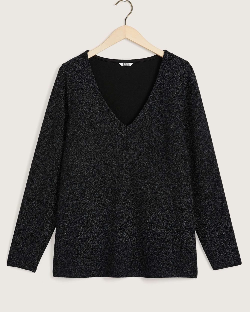 LongSleeve Black VNeck Knit Top Penningtons