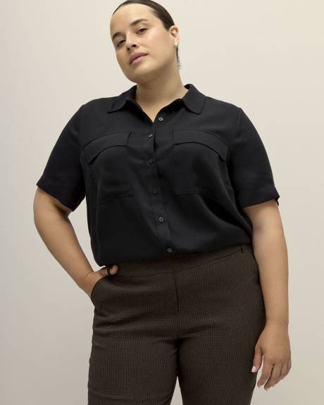 Chemise utilitaire noir à manches courtes, tissu responsable