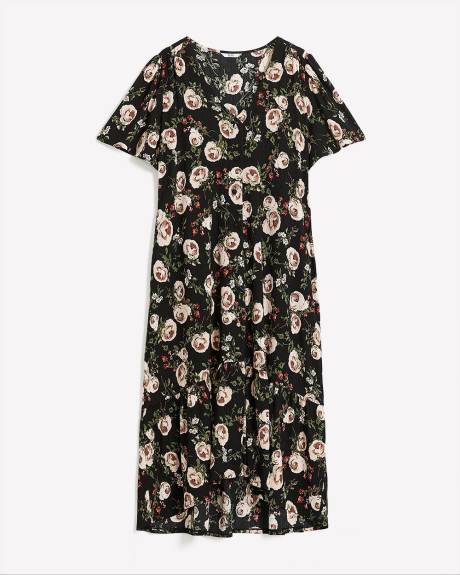 Buttoned-Down Tiered Maxi Dress
