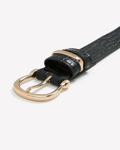 Slim Croco-Textured Belt