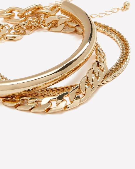 Assorted Cuff and Chain Bracelets, Set of 3
