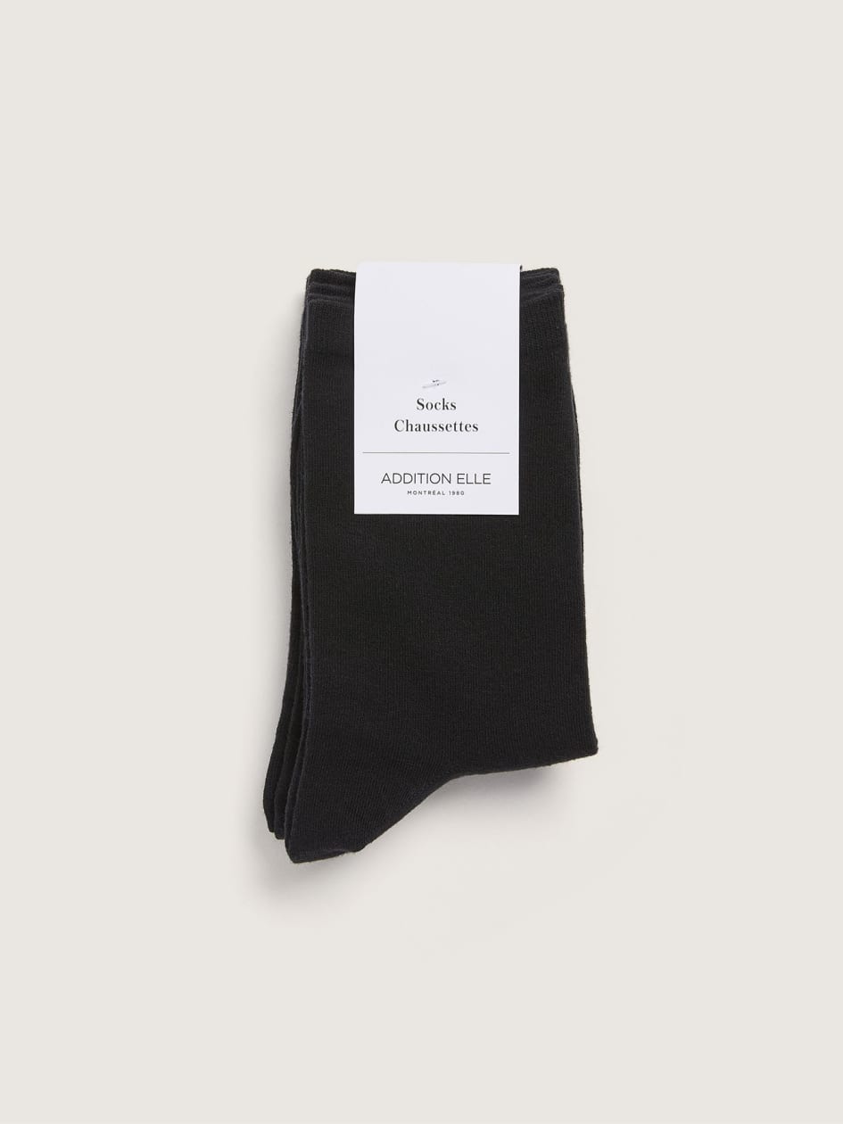 3 Pairs of Solid Cotton Socks
