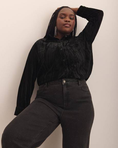 Velvet Buttoned-Down Shirt