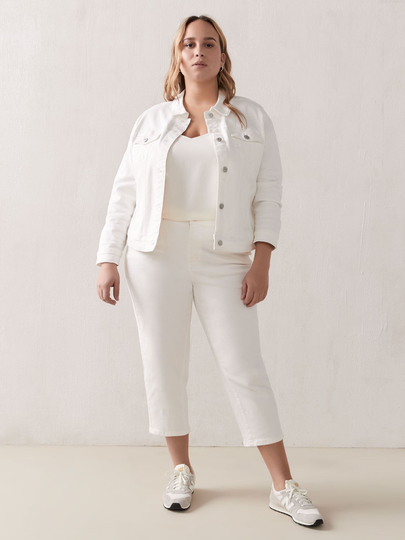 white denim blazer