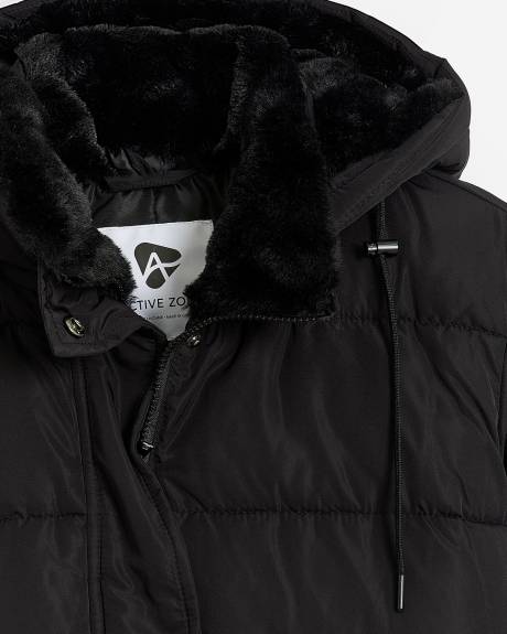 Manteau d'hiver matelassé noir, tissu responsable - Active Zone