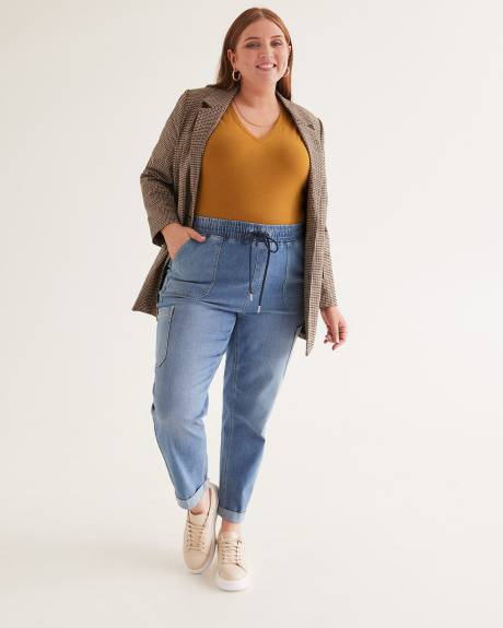 Pantalon style jogger cargo en denim extensible, délavé pâle, coupe 1948 - d/C JEANS