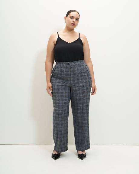 Pantalon carreauté à jambe droite évasée - Addition Elle