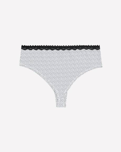 Cheeky Brief with Polka-Dot Print, Lace Waistband and Bow - ti Voglio