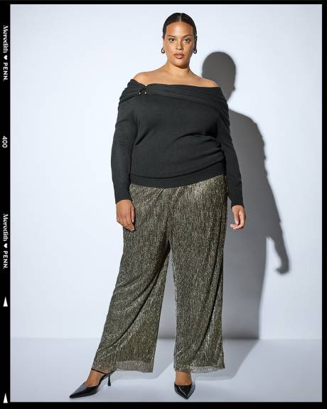 Meredith Shaw x PENN - Black Cold-Shoulder Sweater
