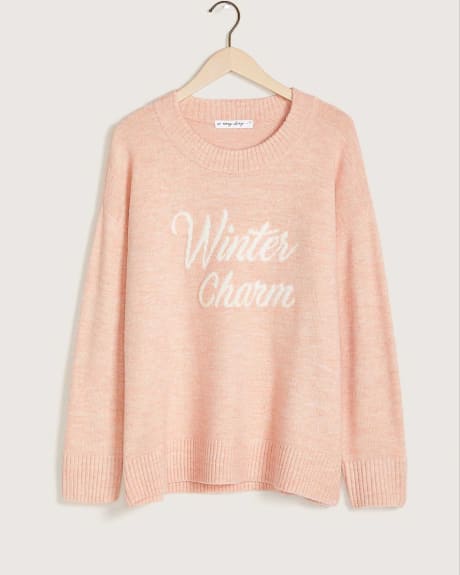 Winter Charm Jacquard Sweater With Elbow Patches - In Every Story