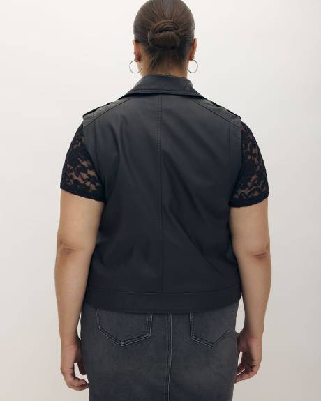 Washed Black Faux-Leather Vest - Addition Elle