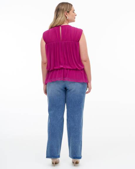 Sleeveless Plissé Top with Bustier Effect - Addition Elle