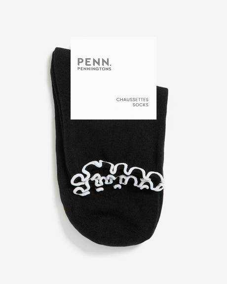 Chaussettes courtes &agrave; rebord ondul&eacute; contrastant