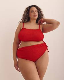 Red Louise Bandeau Bikini Top with Drawstrings - Nana The Brand