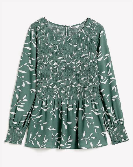 Blouse évasée avec smocks, tissu responsable