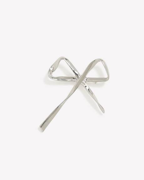Dainty Silver Bow-Shaped Brooch