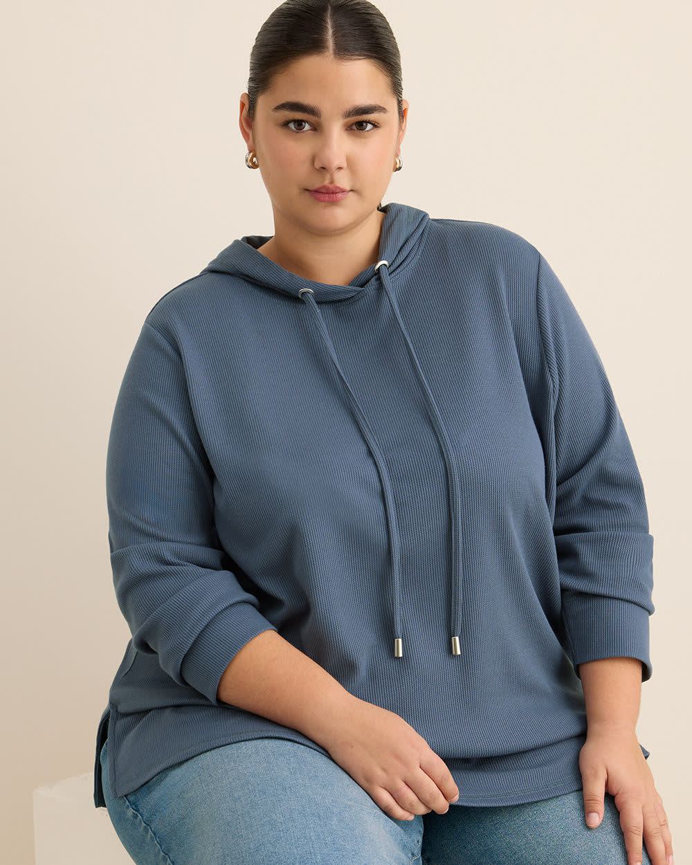 Long-Sleeve Waffle Knit Hoodie Long-Sleeve Waffle Knit Hoodie