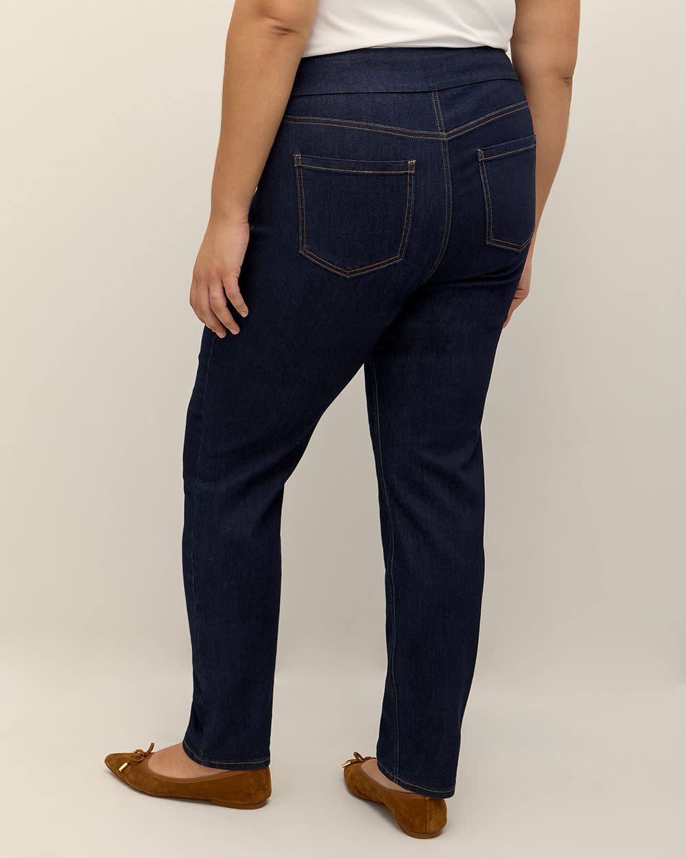 Plus size pull on straight leg jeans hotsell