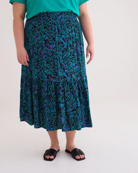 Lightweight Pull-On Peasant Midi Skirt