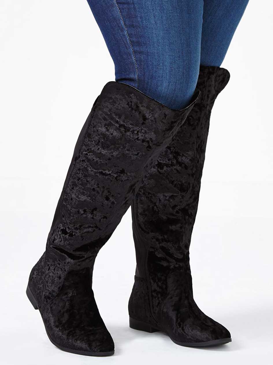 WideWidth Tall Velvet Boots Penningtons