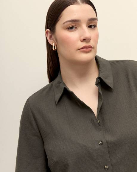 Cotton Blend Buttoned Down Shirt - Addition Elle