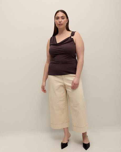 Asymmetric Sleeve Top with Ring Detail - Addition Elle