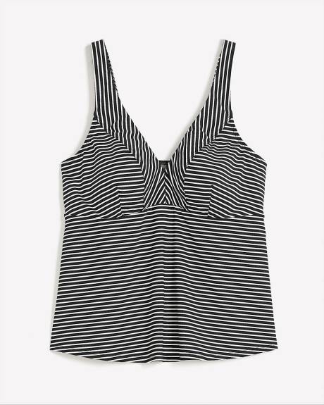 Tankini ligné à encolure en V, coupe empire